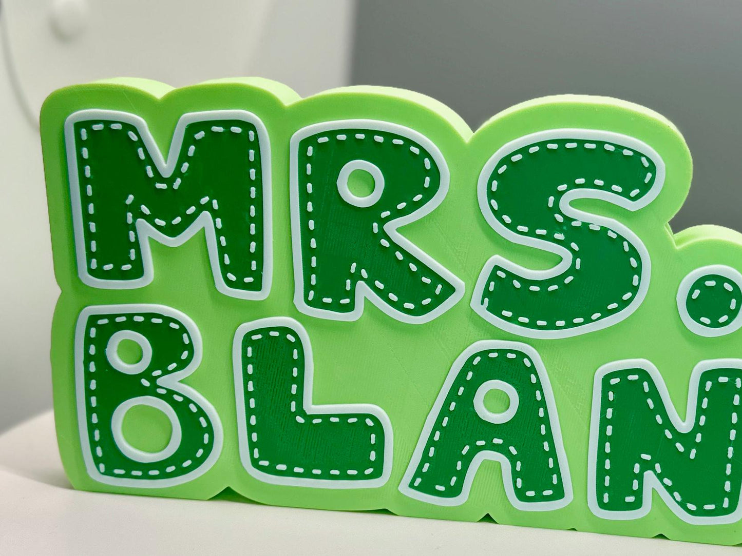 Custom Teacher Desk Name Plate – Cute Stitch Inspired Personalized 3D Printed Name Sign for Classroom or Office