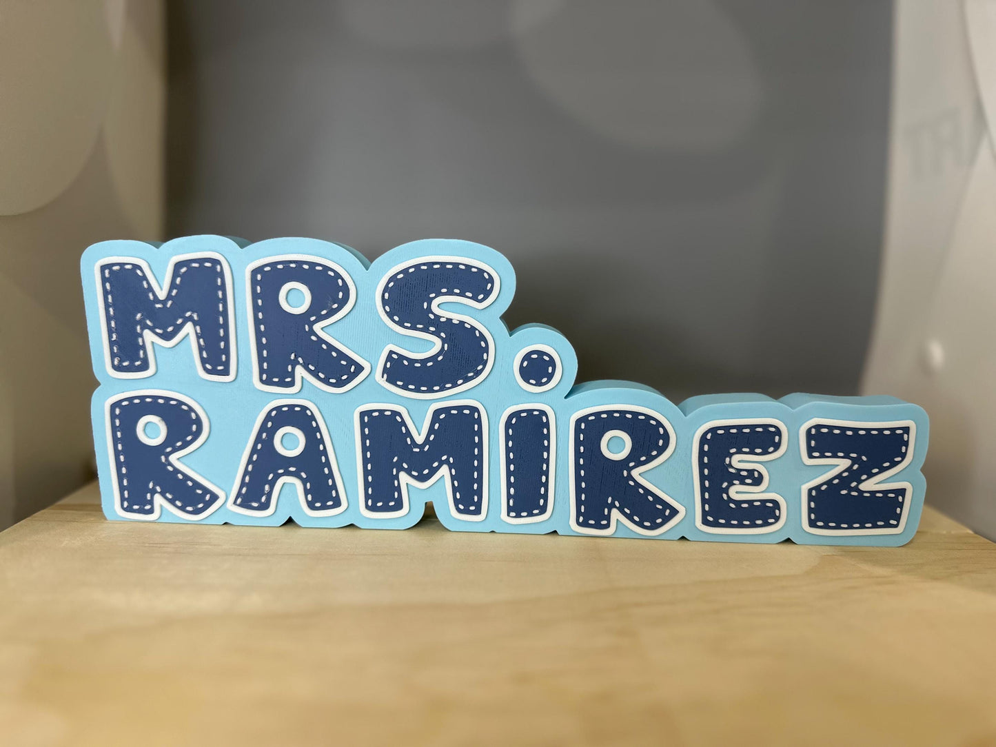 Custom Teacher Desk Name Plate – Cute Stitch Inspired Personalized 3D Printed Name Sign for Classroom or Office