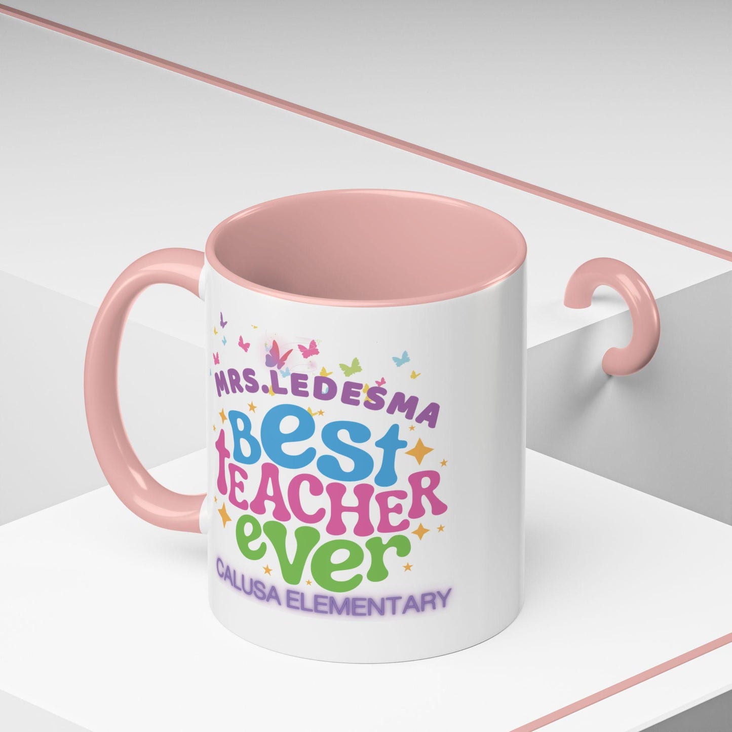 Personalized Teacher Coffee Mug: Vibrant Ceramic Accent Mug