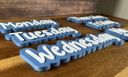 Small Days of the Week Magnets | 3D Printed Teacher Classroom Decor | Educational Visual Schedule | Preschool Calendar Set | Teacher Gift