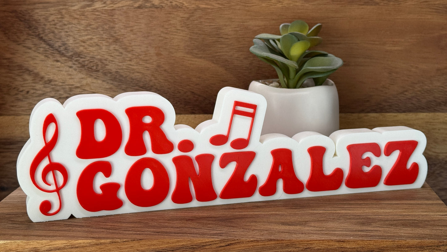 Personalized Music, Orchestra, Band, Conductor, Professor, Studio, Teacher Desk Name Plate – Custom 3D Printed Gift