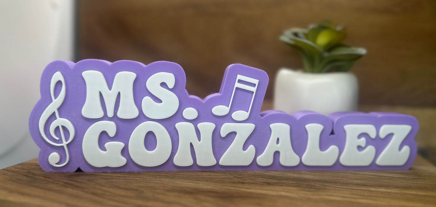 Personalized Music, Orchestra, Band, Conductor, Professor, Studio, Teacher Desk Name Plate – Custom 3D Printed Gift