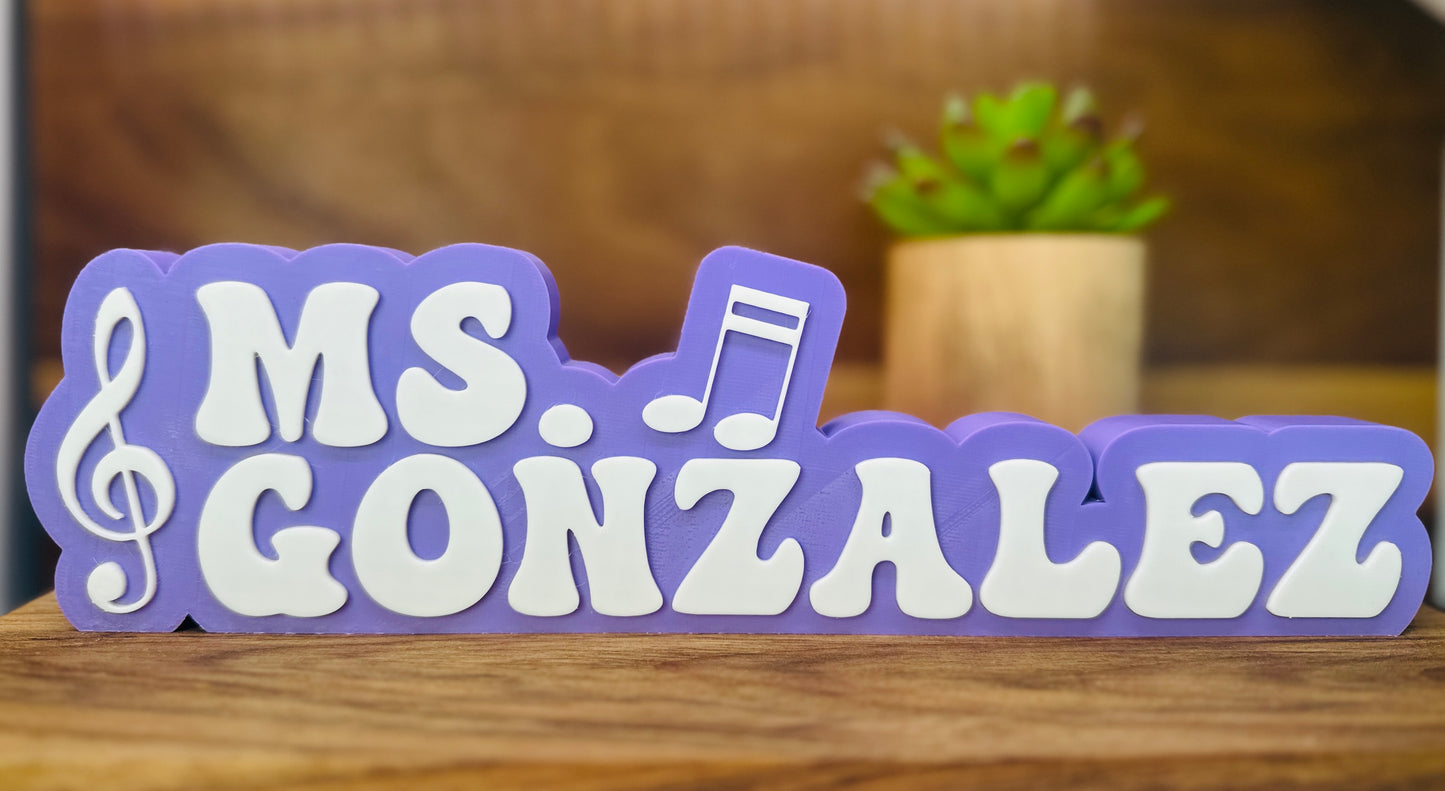 Personalized Music, Orchestra, Band, Conductor, Professor, Studio, Teacher Desk Name Plate – Custom 3D Printed Gift