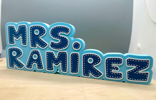 Custom Teacher Desk Name Plate – Cute Stitch Inspired Personalized 3D Printed Name Sign for Classroom or Office